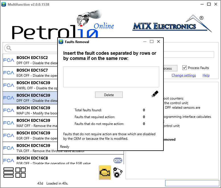 Petrol10 - Faults Removal